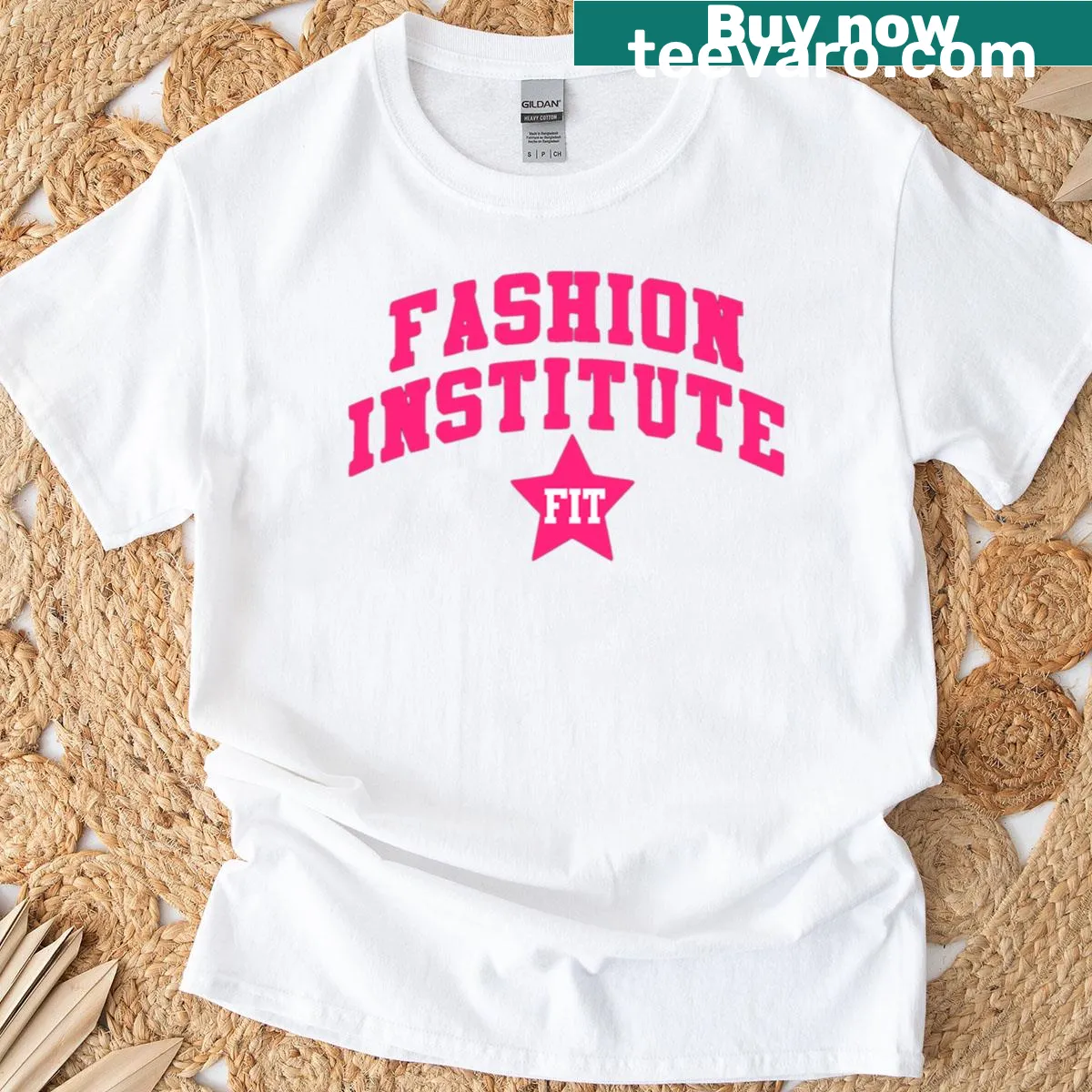 Stylish t-shirt featuring the Pink Fashion Institute New York logo — on a men's t-shirt