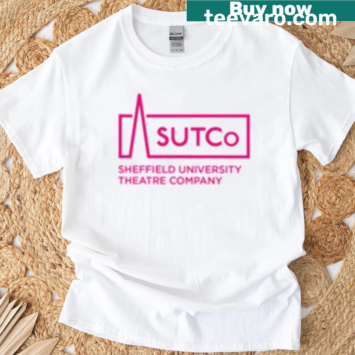 Sutco logo t-shirt featuring bold typography — on a men's t-shirt