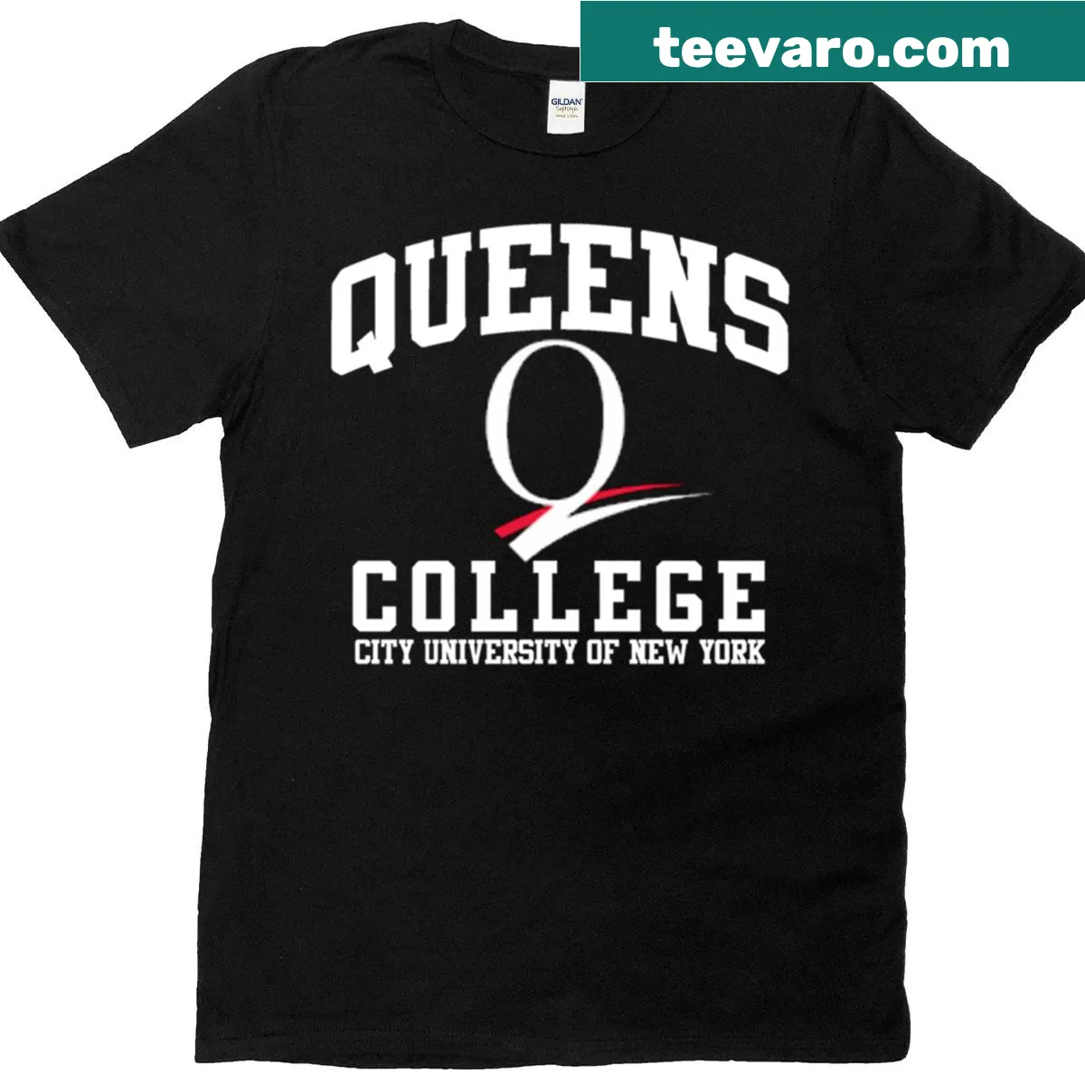 Oversized t-shirt featuring the 'Q' logo for Queens College NYC — on a men's t-shirt
