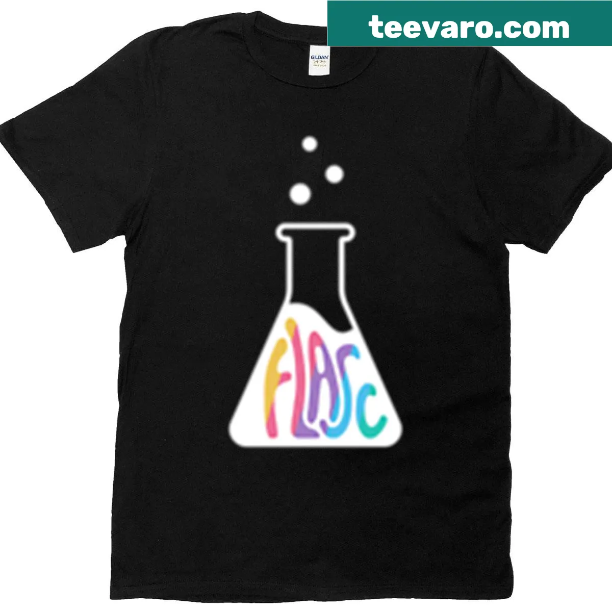 Oversized T-shirt featuring an abstract rainbow logo design — on a men's t-shirt