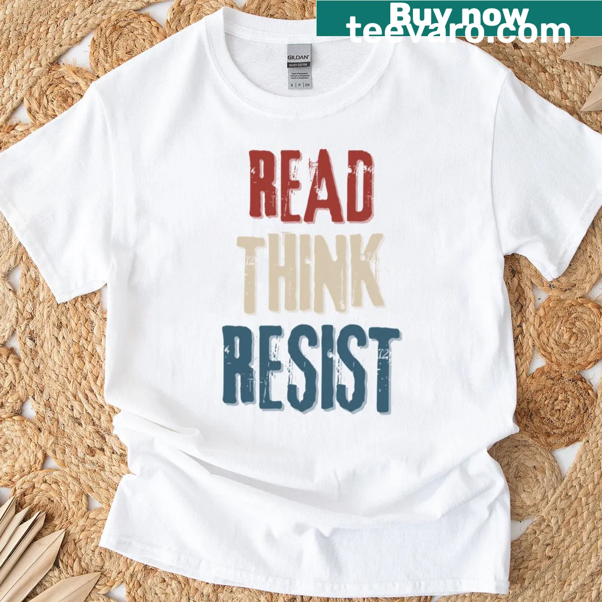 Oversized anti-Trump T-shirt with bold typographic phrases — on a men's t-shirt
