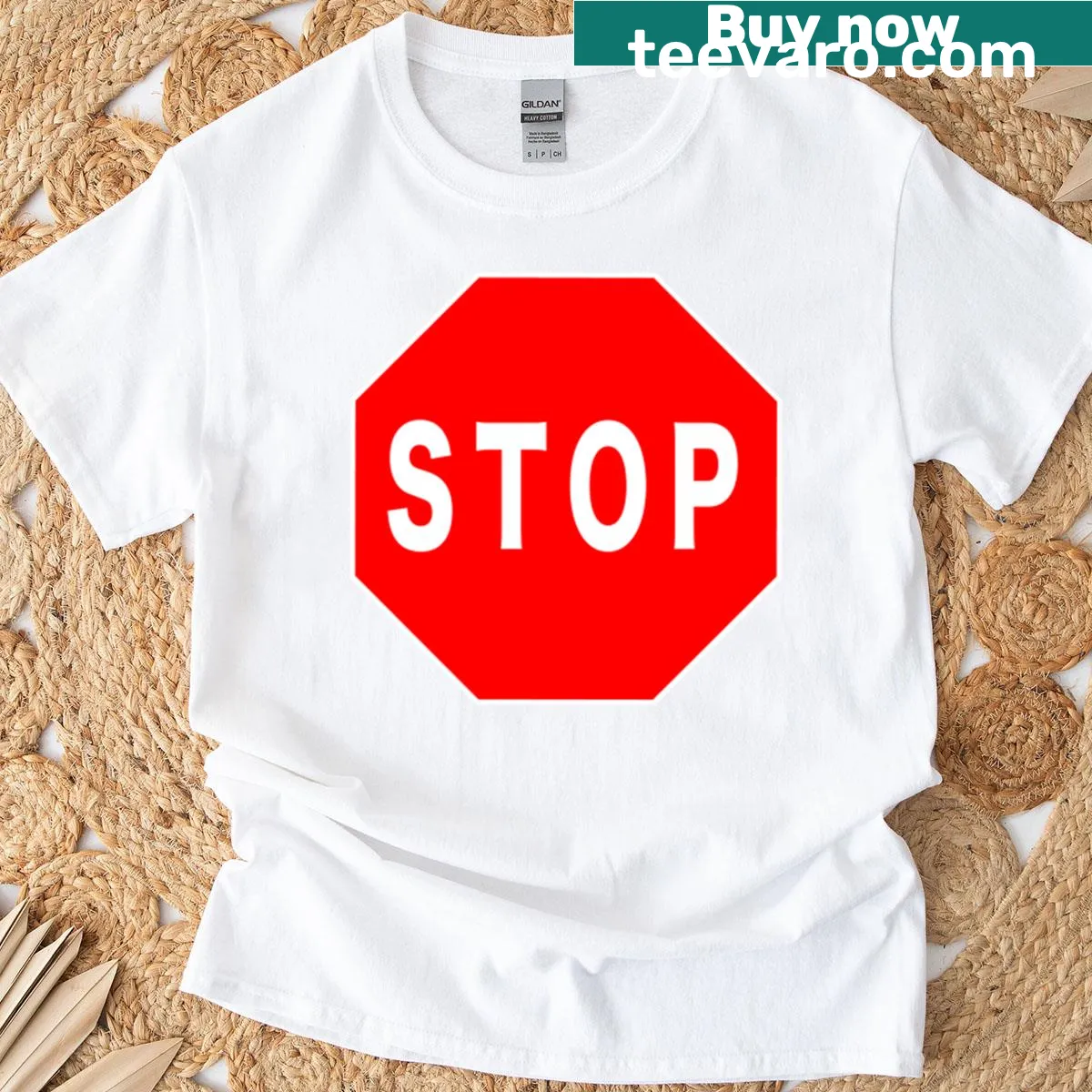 Bold stop sign design t-shirt with iconic graphic — on a men's t-shirt