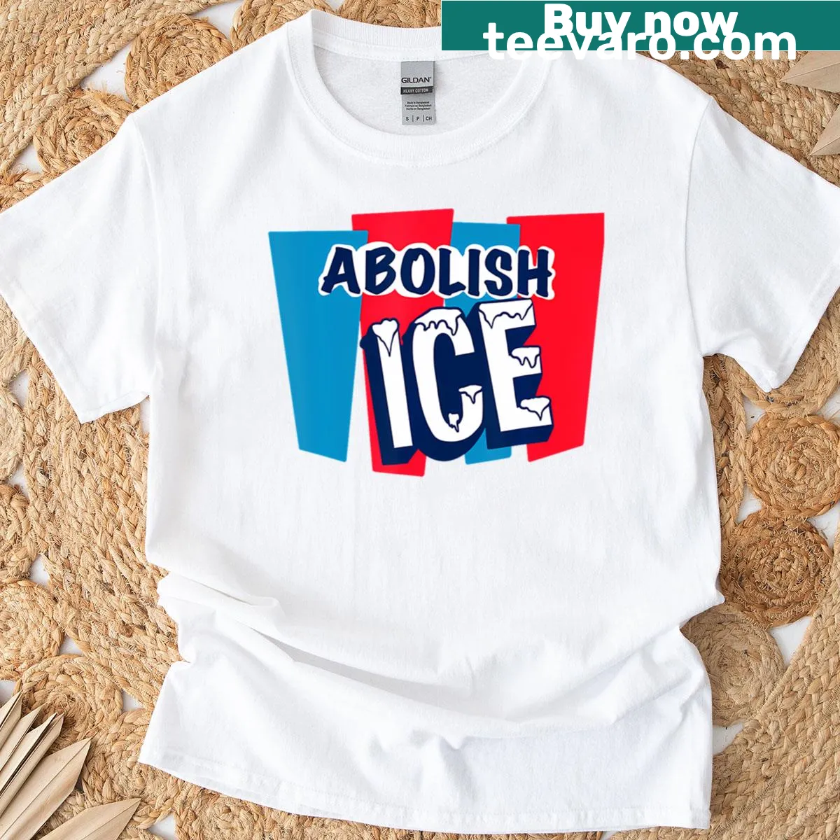 Abolish ICE t-shirt with retro design — on a men's t-shirt