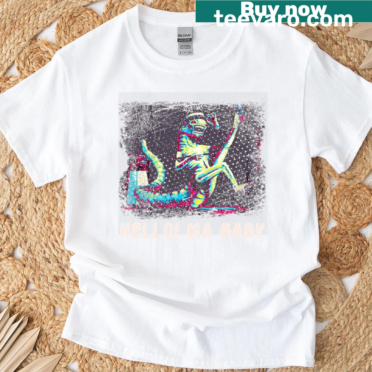 T-shirt featuring retro Spaceballs artwork — on a men's t-shirt