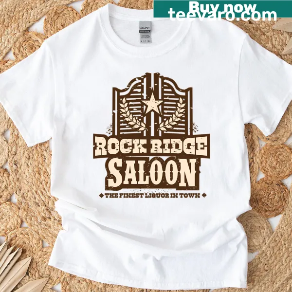 Illustrated Rock Ridge Saloon t-shirt with rustic elements