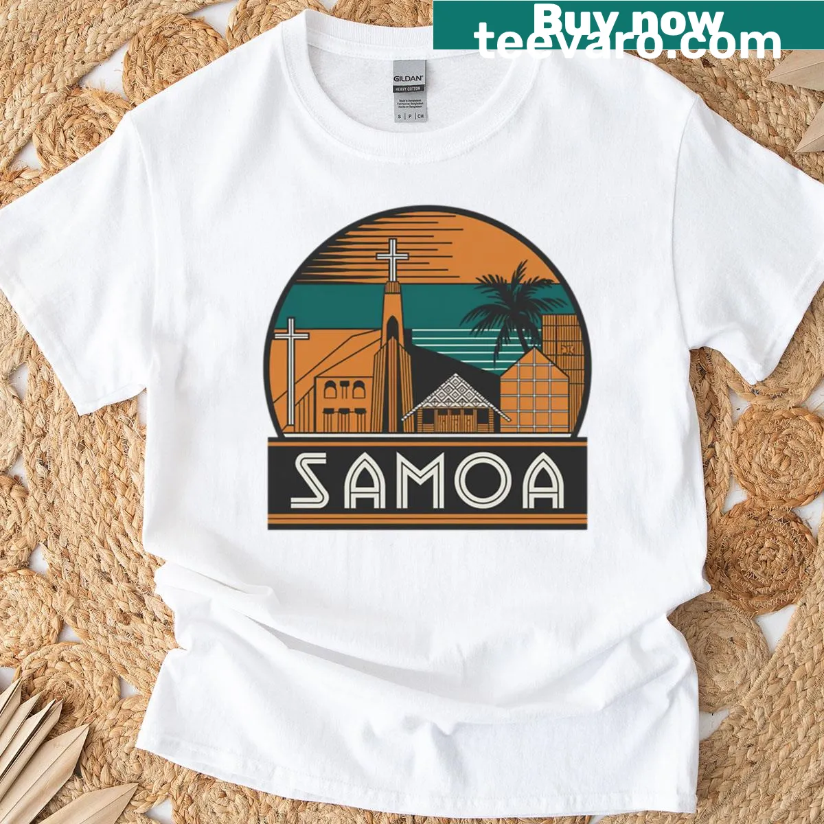 Stylized representation of Samoa on a T-shirt — on a men's t-shirt