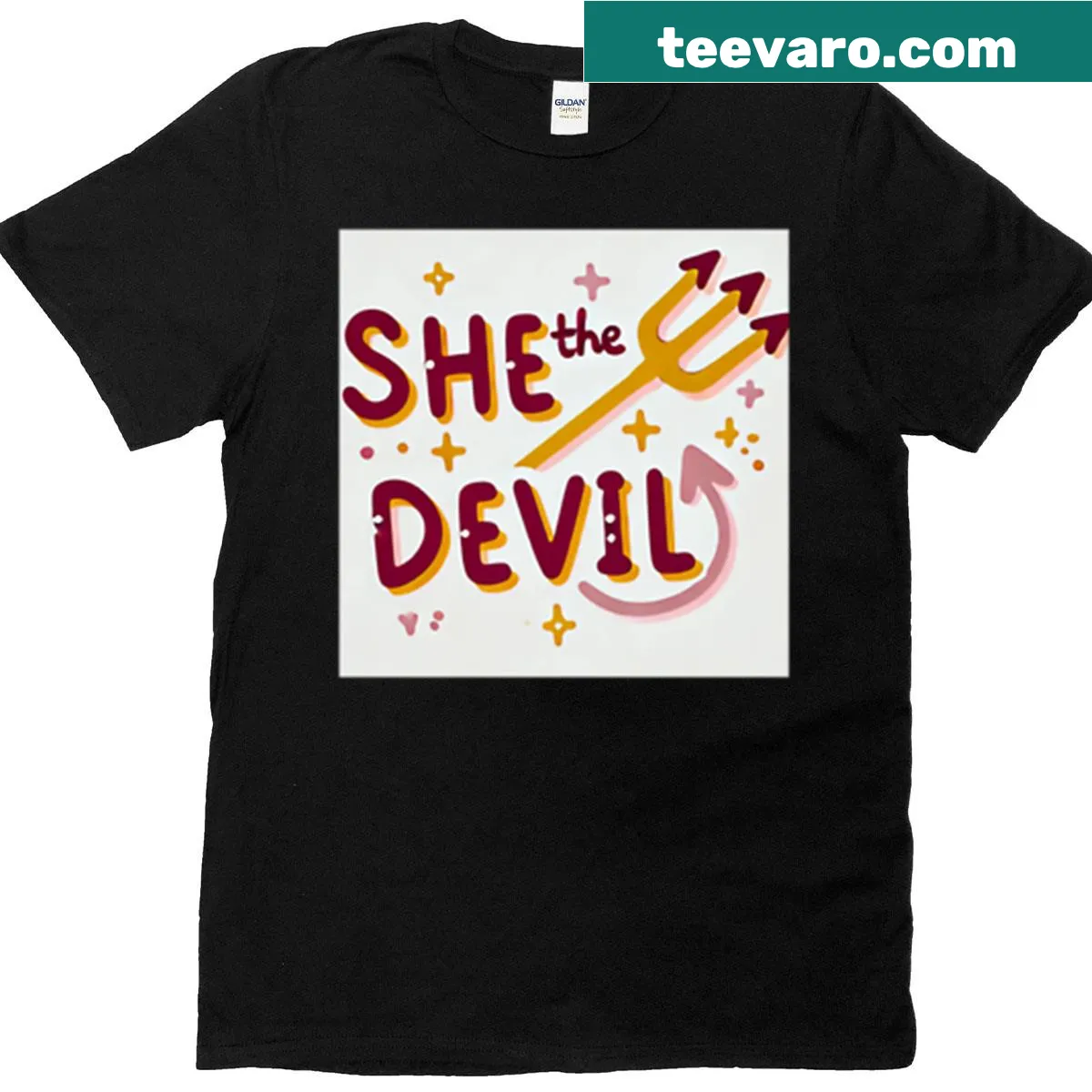 ASU logo t-shirt with 'She The Devil' text — on a men's t-shirt