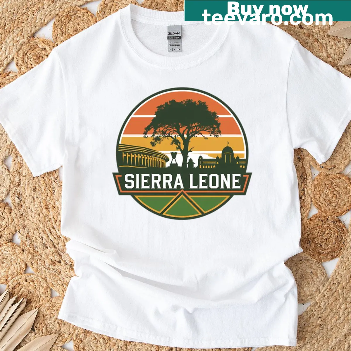 Illustrated t-shirt showcasing Sierra Leone's charm — on a men's t-shirt