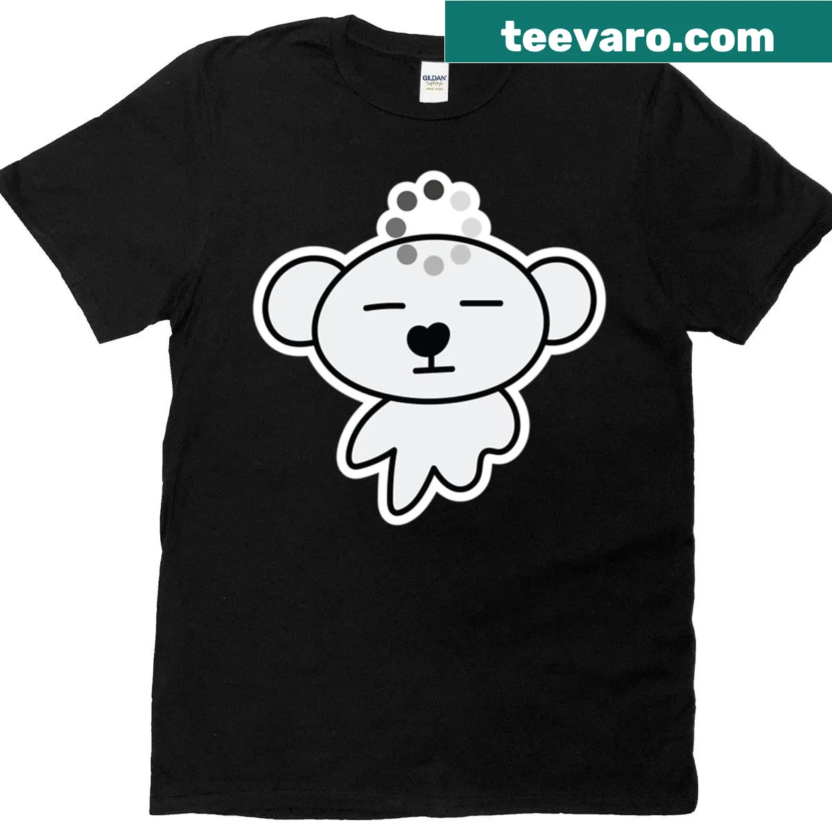 Minimalist T-shirt featuring a cute koala character with heart nose. — on a men's t-shirt