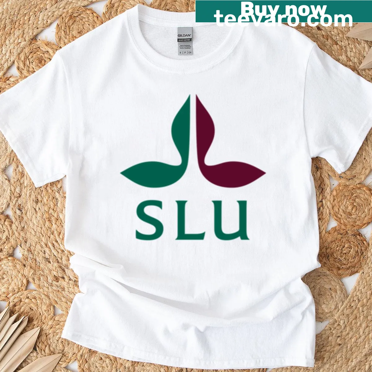 Sveriges Lantbruksuniversitet logo printed on T-shirt — on a men's t-shirt
