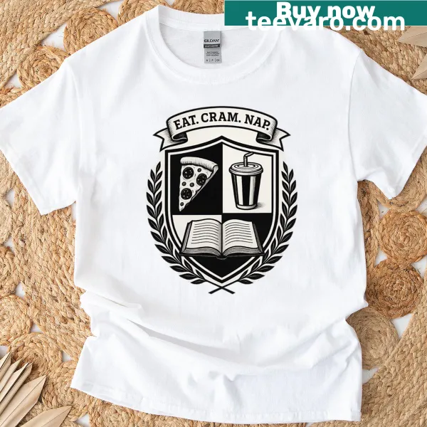 Playful t-shirt featuring a cartoon seal and snack-themed text