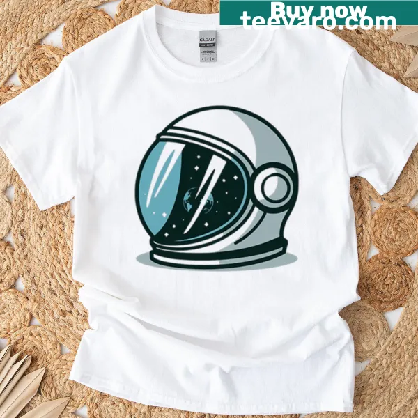 Illustration of a detailed space helmet on a T-shirt