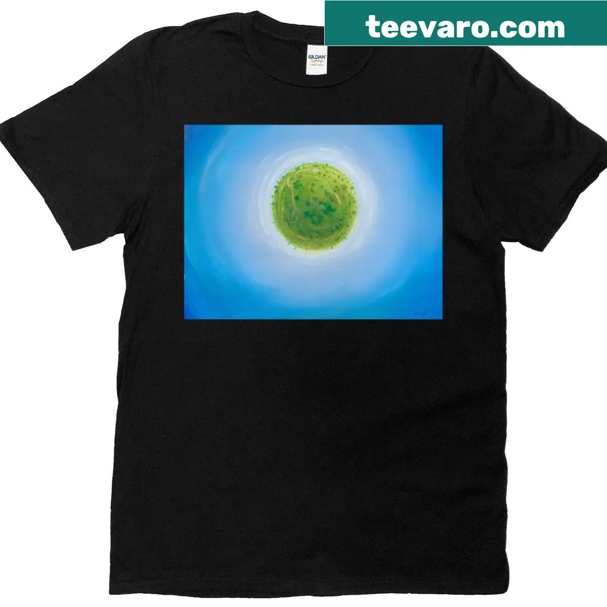Oversized T-shirt featuring cartoon-style Earth graphic from Spaceballs — on a men's t-shirt