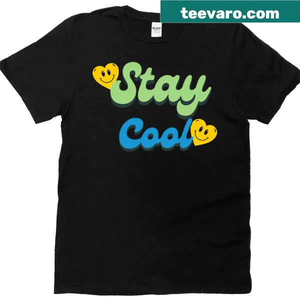 Stay Cool text with retro pattern on casual t-shirt