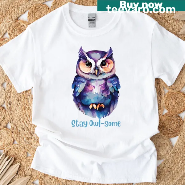 T-shirt featuring a cute owl design with playful text
