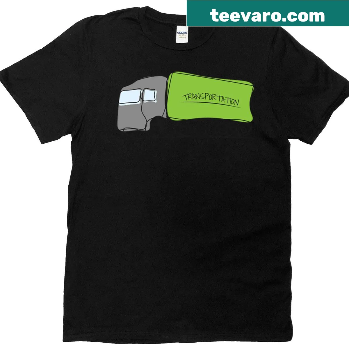 Minimalist line-art truck design on t-shirt — on a men's t-shirt