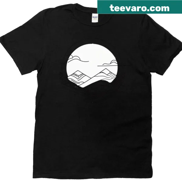 Abstract landscape design of sunset hills on a casual t-shirt