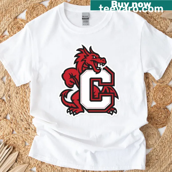 Suny Cortland Red Dragon mascot logo printed on T-shirt