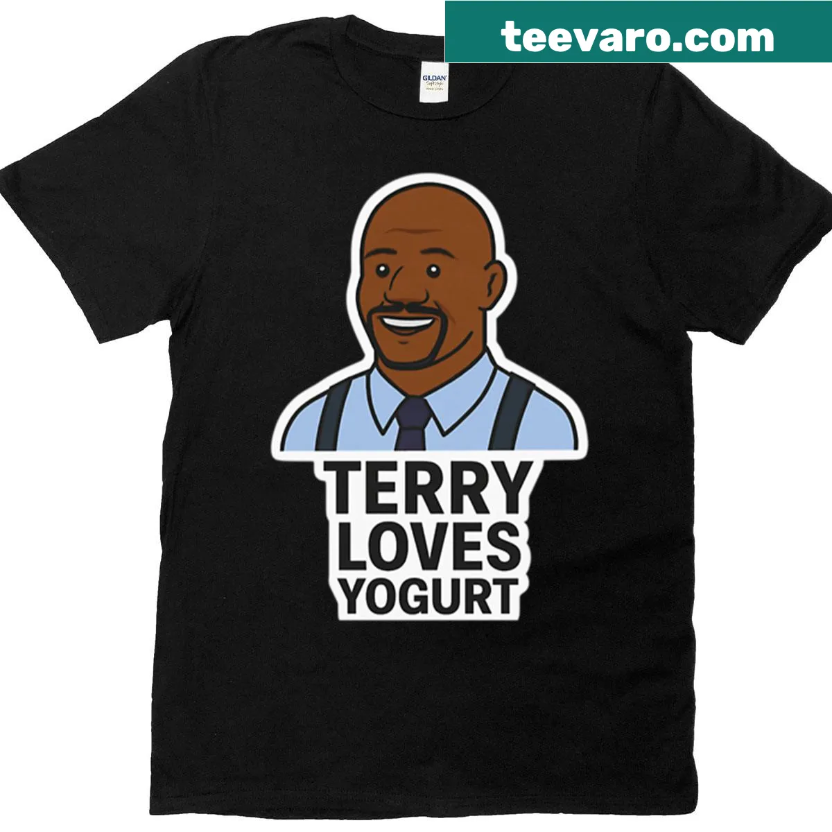 Brooklyn Nine-Nine Terry Loves Yogurt T-shirt with playful text design — on a men's t-shirt