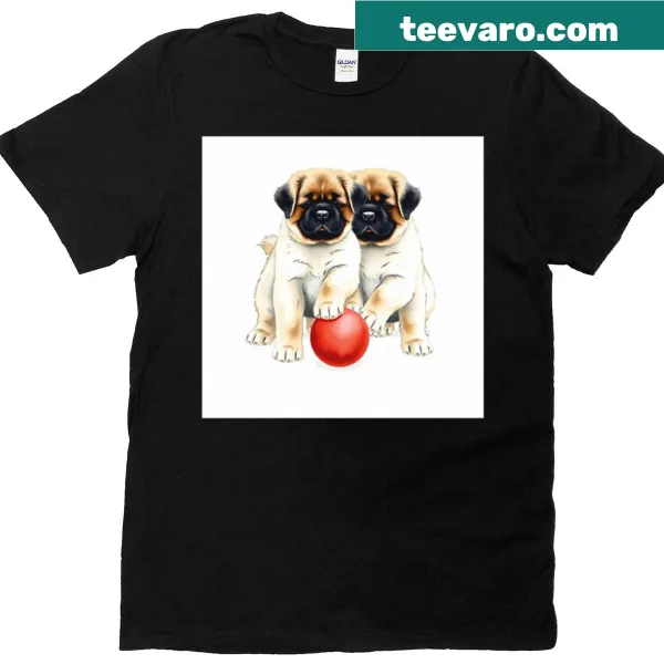 Illustration of a Tibetan Mastiff cub on T-shirt