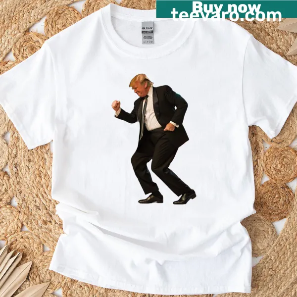 Graphic of Trump dancing on a casual T-shirt