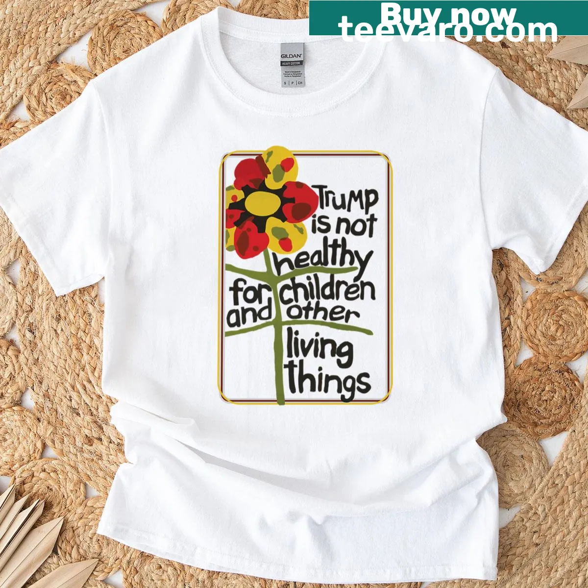 Oversized T-shirt with bold text stating 'Trump Is Not Healthy' — on a men's t-shirt