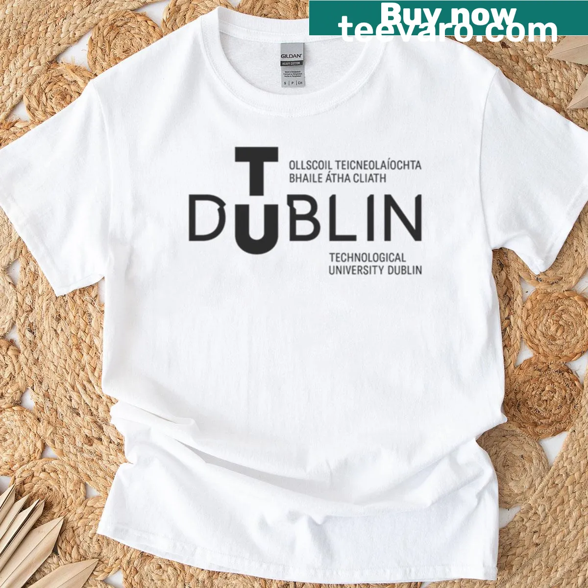 T-shirt displaying the Tud Technological University Dublin logo — on a men's t-shirt
