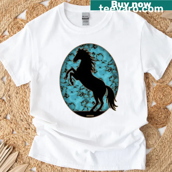 Illustrative T-shirt featuring a stallion graphic