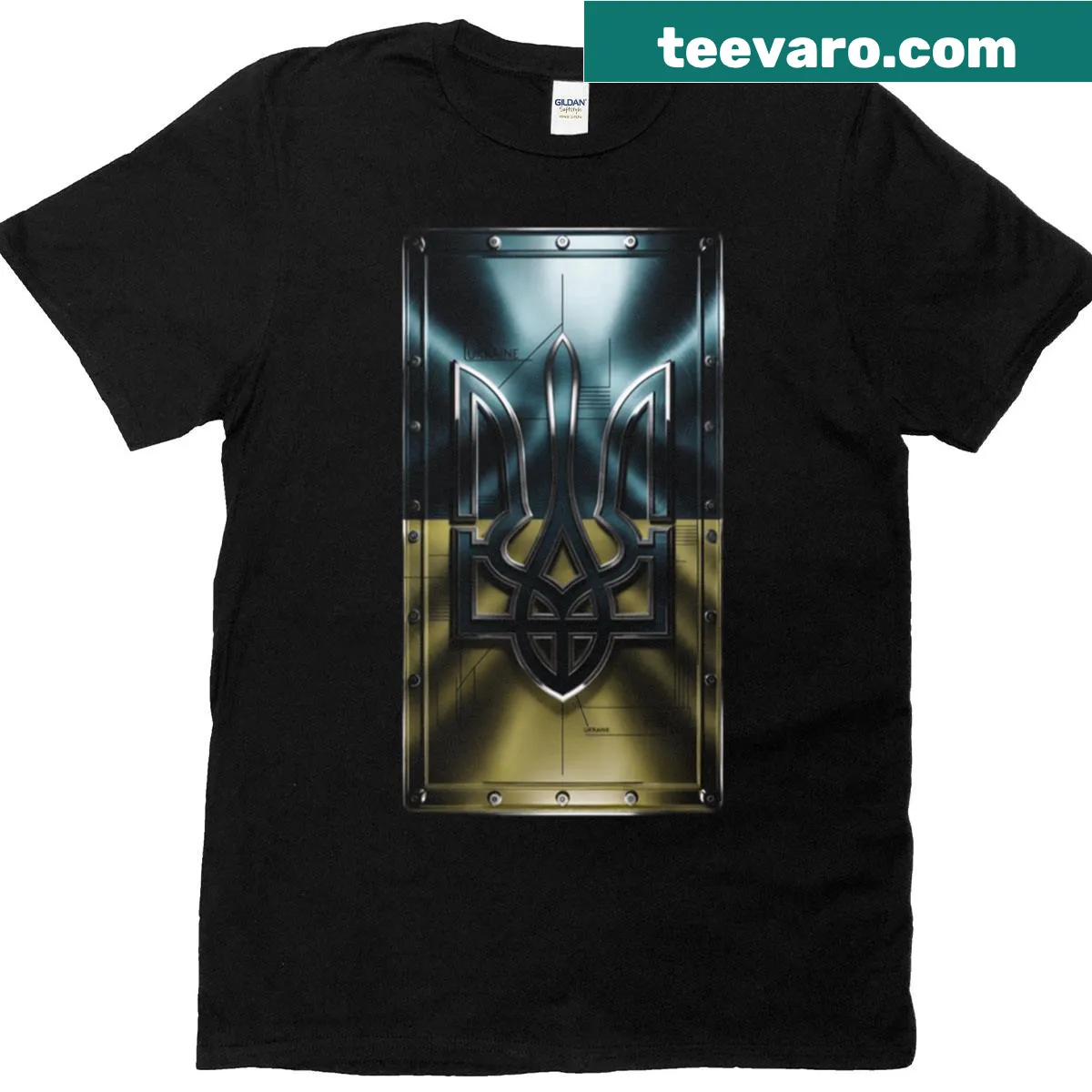 Ukrainian Trident T-shirt with a bold national symbol — on a men's t-shirt