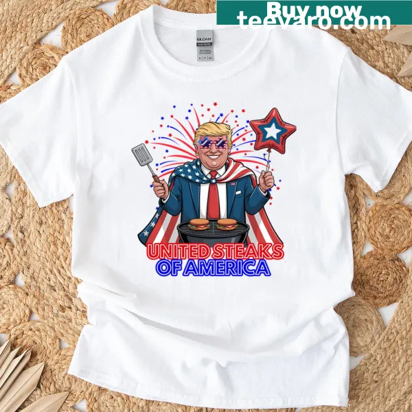 Oversized t-shirt with 'United Steaks Of America' humorous BBQ design