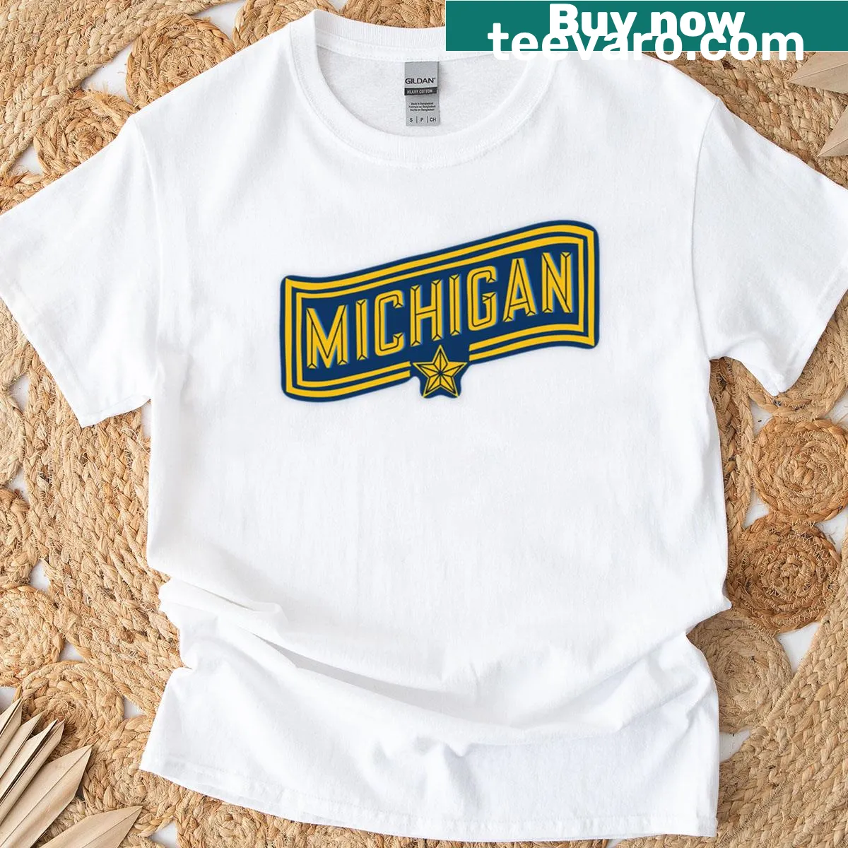 University of Michigan logo on classic t-shirt — on a men's t-shirt