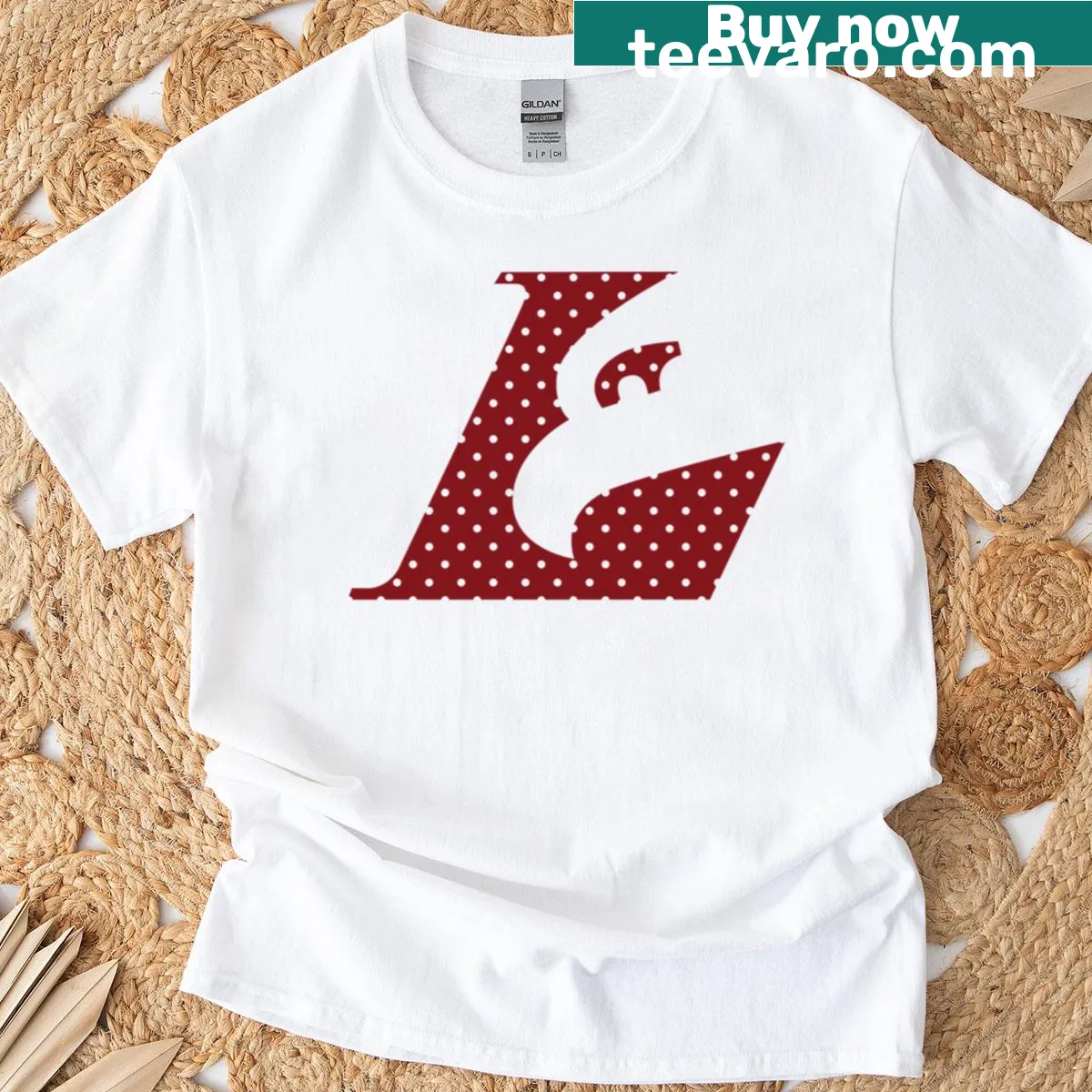 Oversized University of Wisconsin La Crosse t-shirt featuring the school logo — on a men's t-shirt