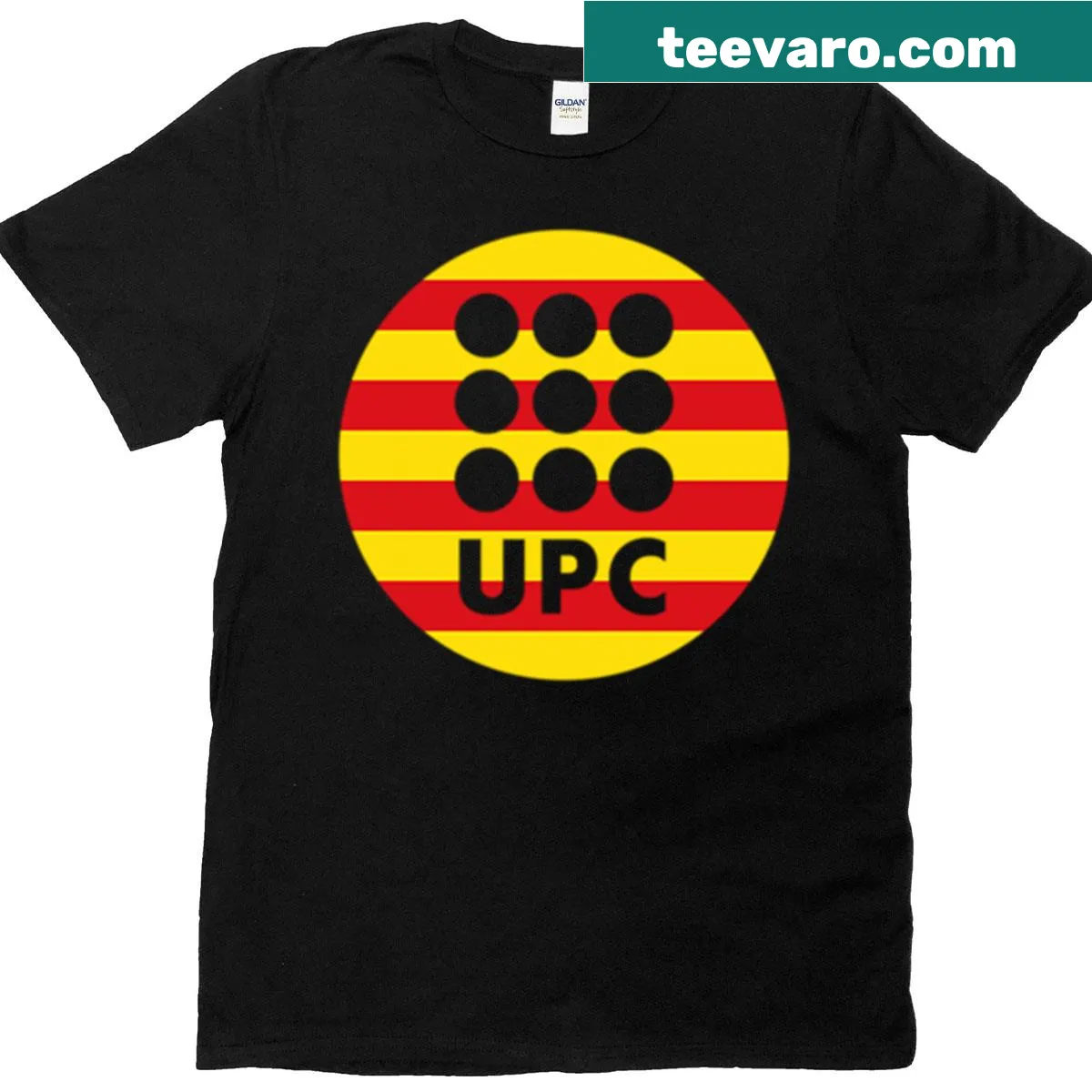 Funny Upc Cat T-shirt with playful cat graphic — on a men's t-shirt