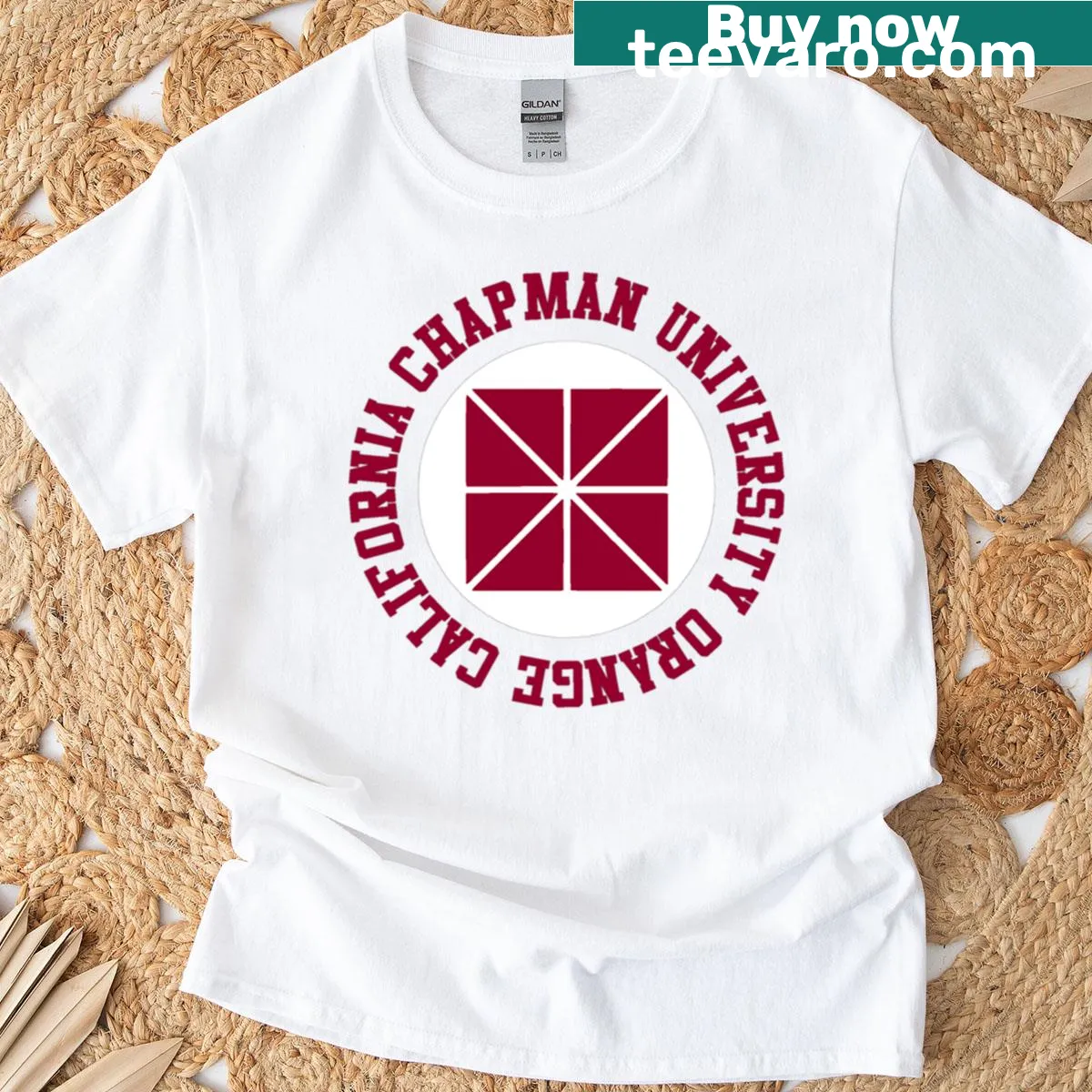 Vintage Chapman University CU logo on an oversized T-shirt — on a men's t-shirt
