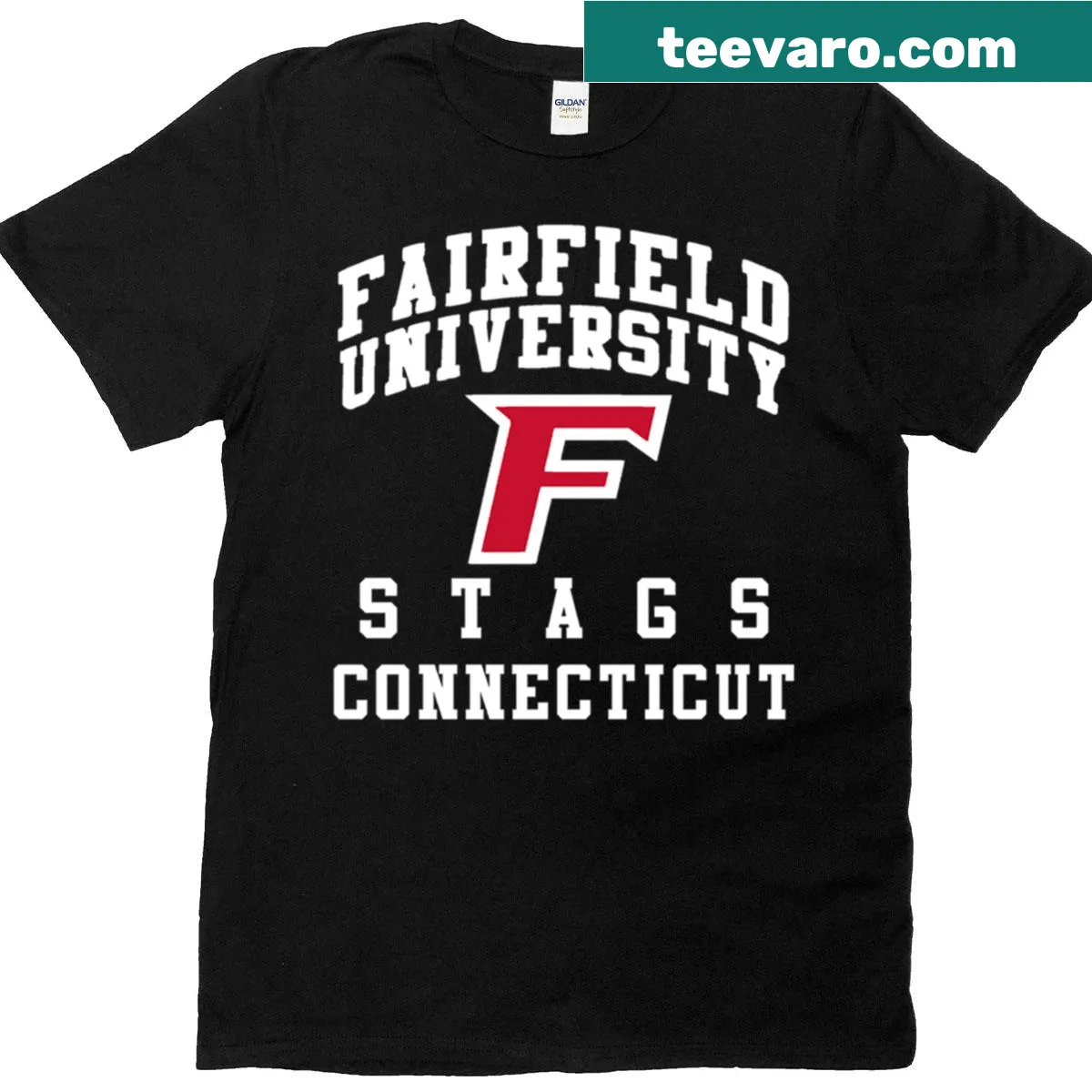 Vintage Fairfield University Stags T-shirt with logo — on a men's t-shirt