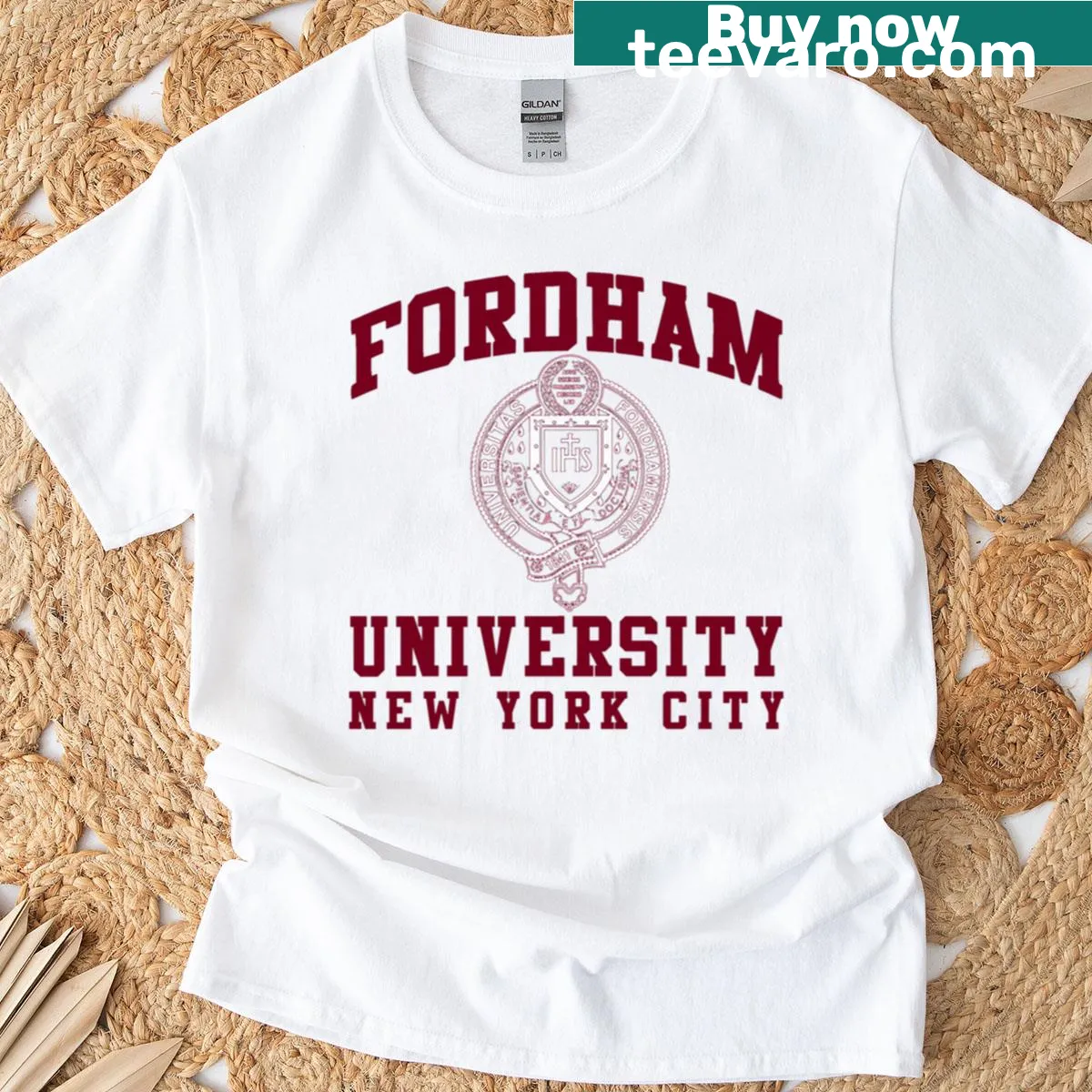 Vintage Fordham University logo on a classic T-shirt — on a men's t-shirt