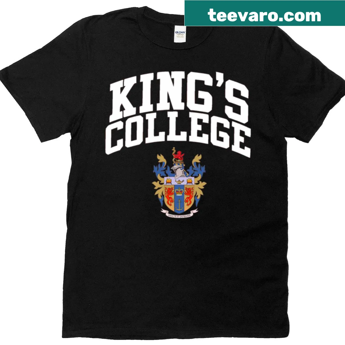 Vintage Kings College London T-shirt with classic emblem — on a men's t-shirt