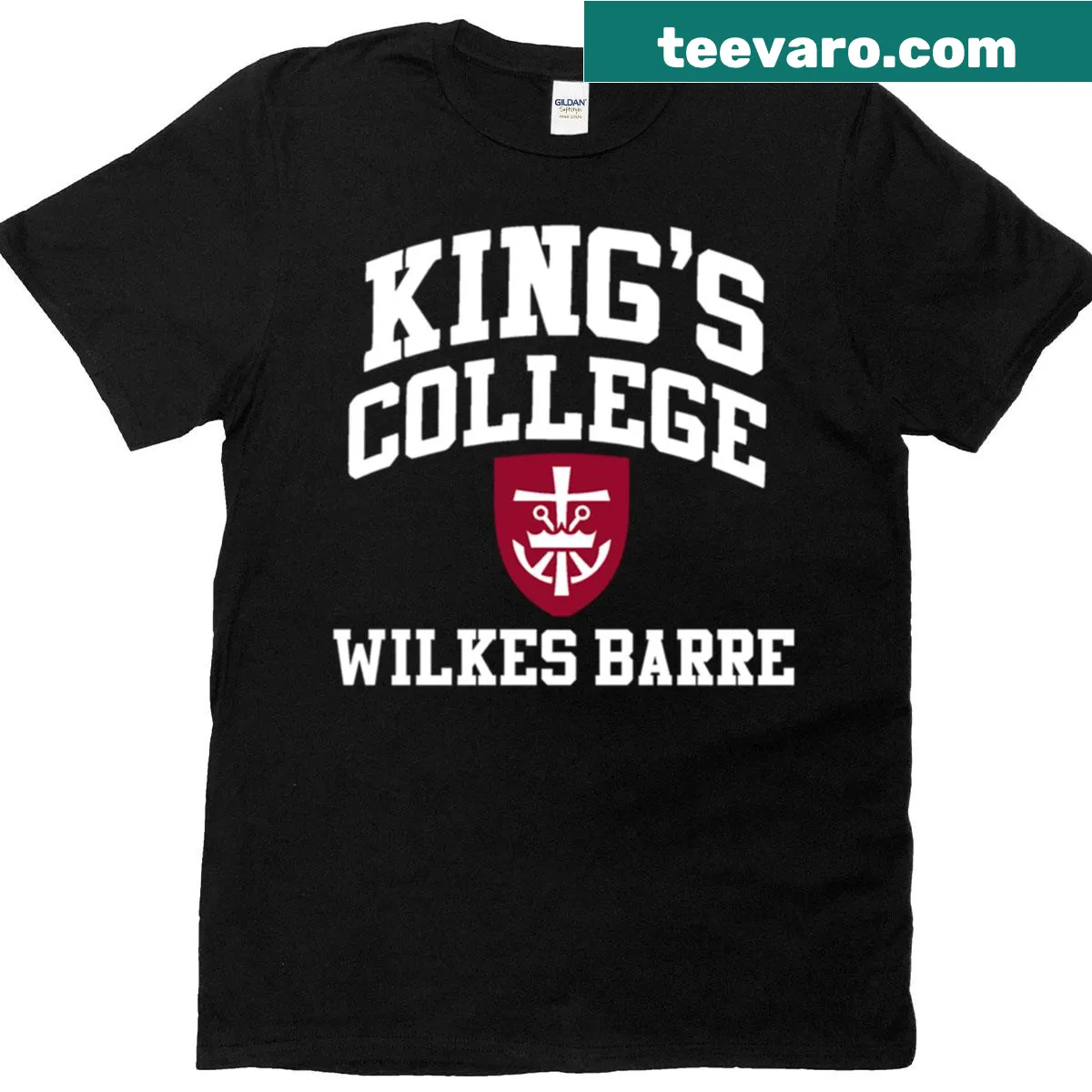 Vintage Kings College Pa T-shirt with university emblem — on a men's t-shirt