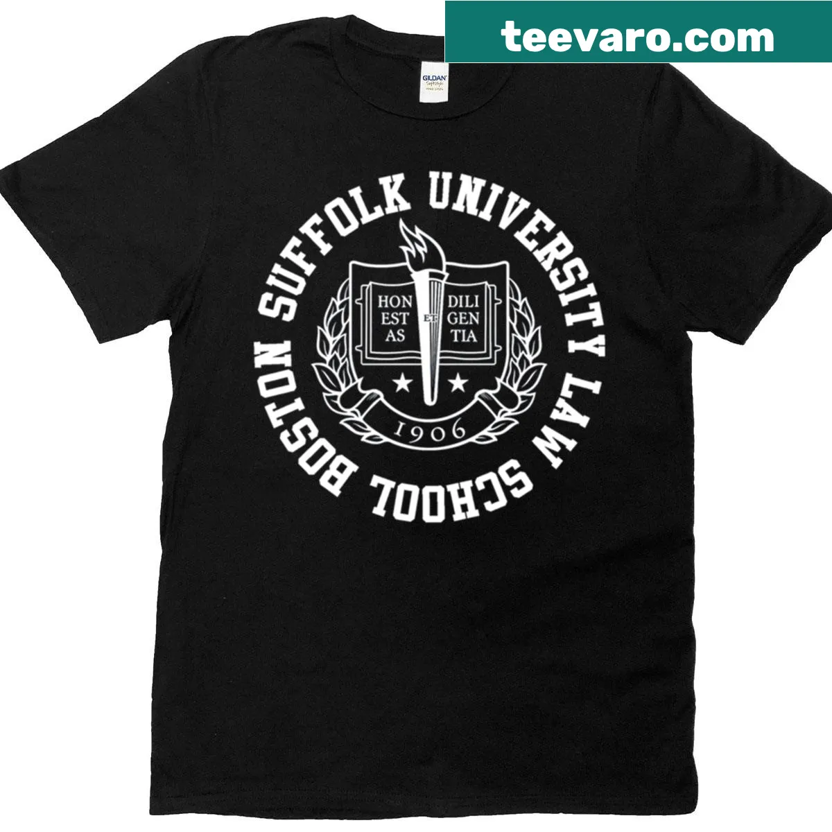 Vintage Suffolk Law School T-shirt with classic design — on a men's t-shirt