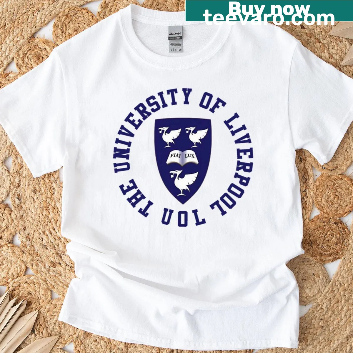Vintage University of Liverpool T-shirt with university crest graphic — on a men's t-shirt