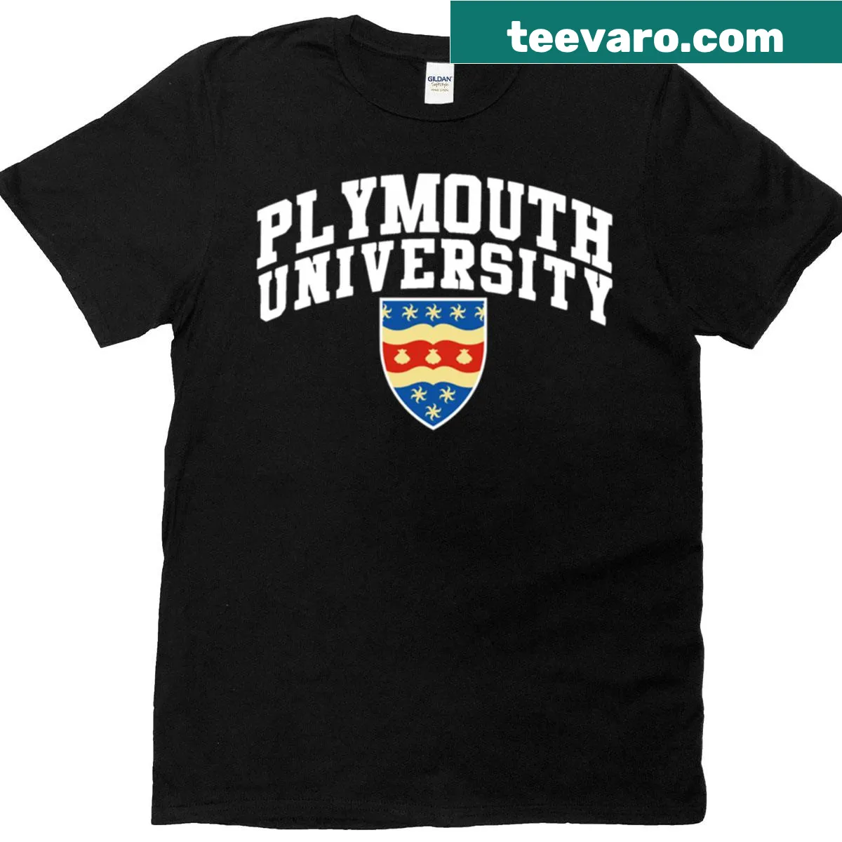 Vintage oversized University of Plymouth T-shirt with distressed design — on a men's t-shirt