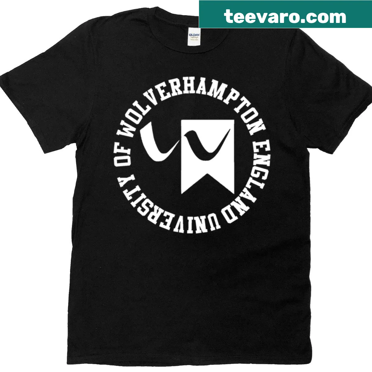 Vintage Wolverhampton College England T-shirt with classic design — on a men's t-shirt