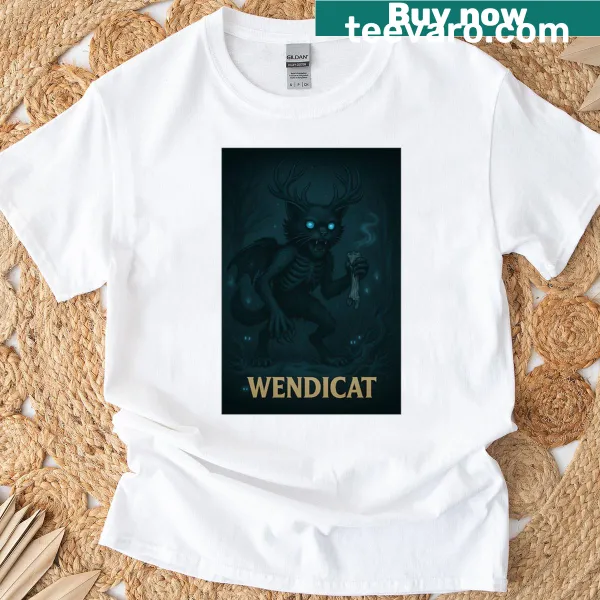 Cute cat-themed t-shirt with whimsical Wendicat design