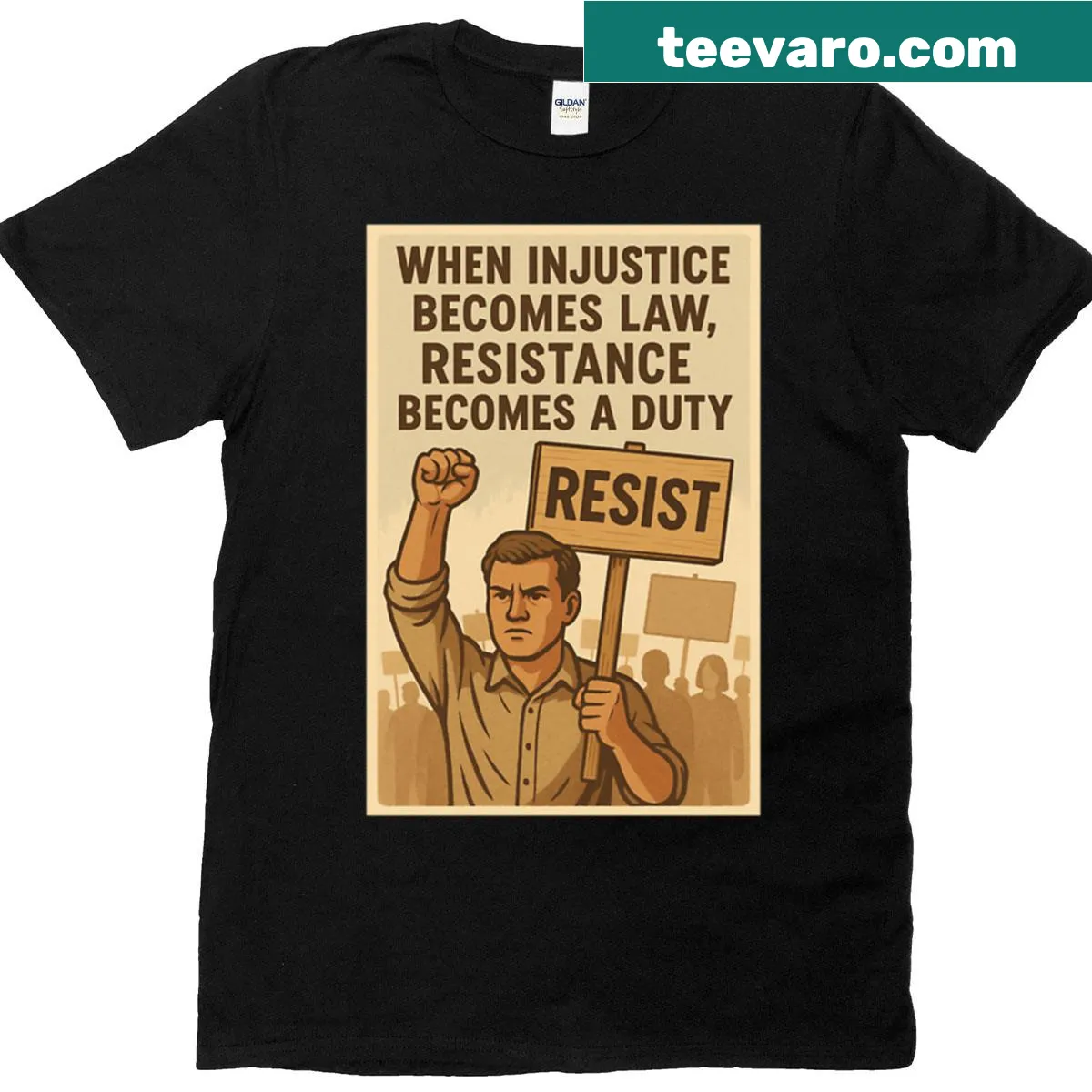 Oversized t-shirt with the phrase about injustice and law — on a men's t-shirt