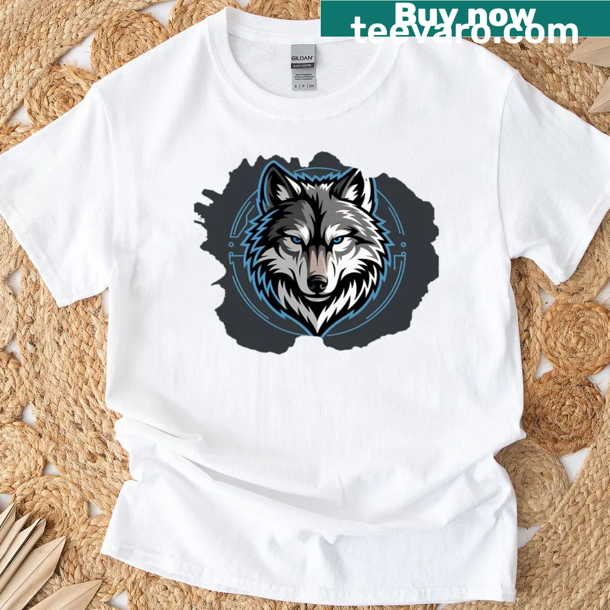 T-shirt with a graphic of a wolf's gaze representing strength — on a men's t-shirt