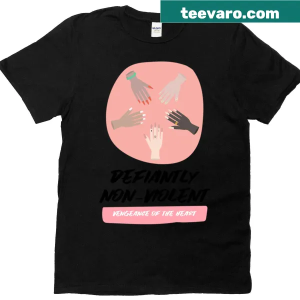 Bold text design promoting women's rights on T-shirt.