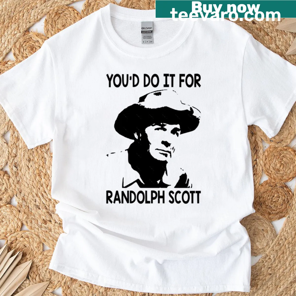 Text design referencing 'Blazing Saddles' saying 'You Would' on a t-shirt. — on a men's t-shirt