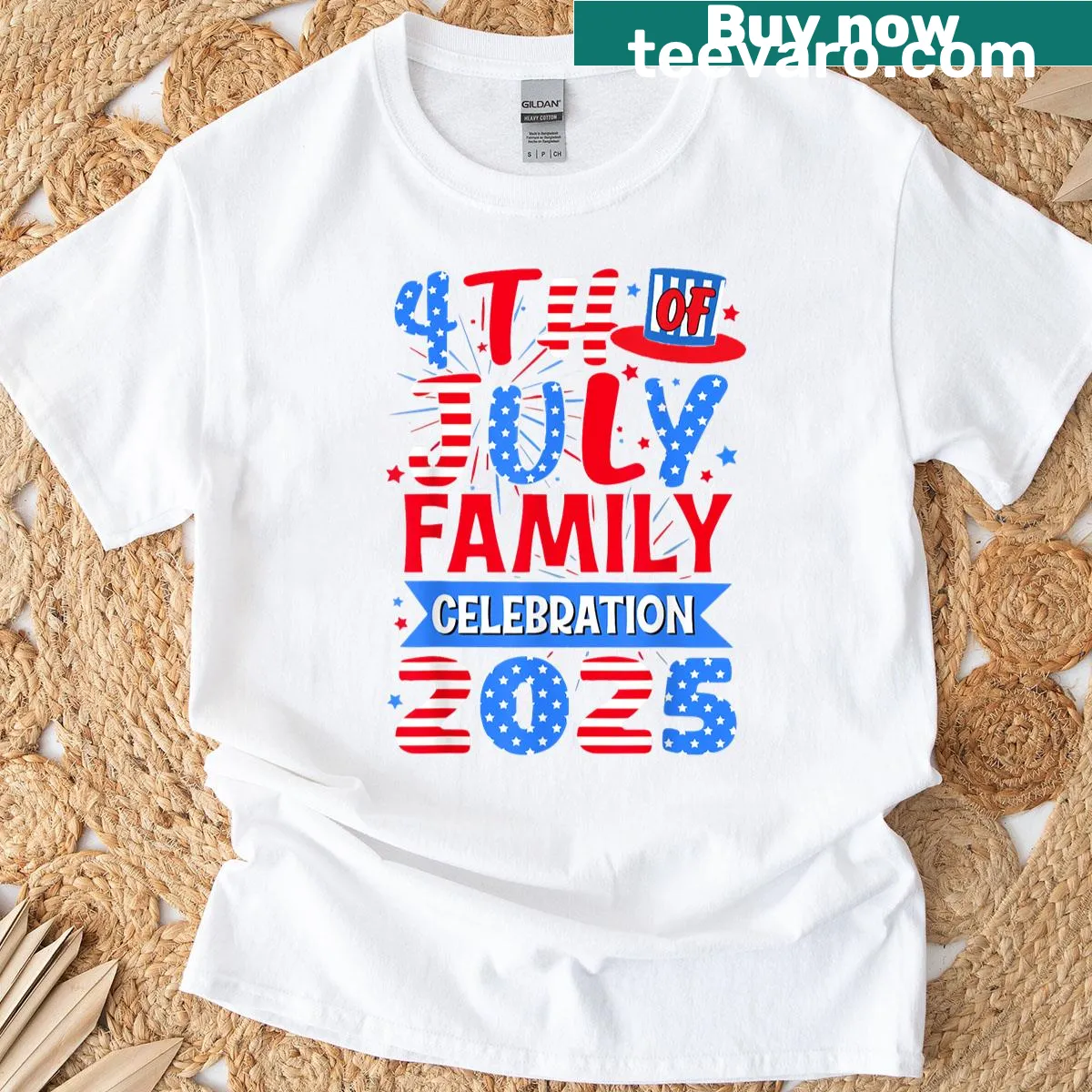 Family matching group tee for Fourth of July 2025 — on a men's t-shirt