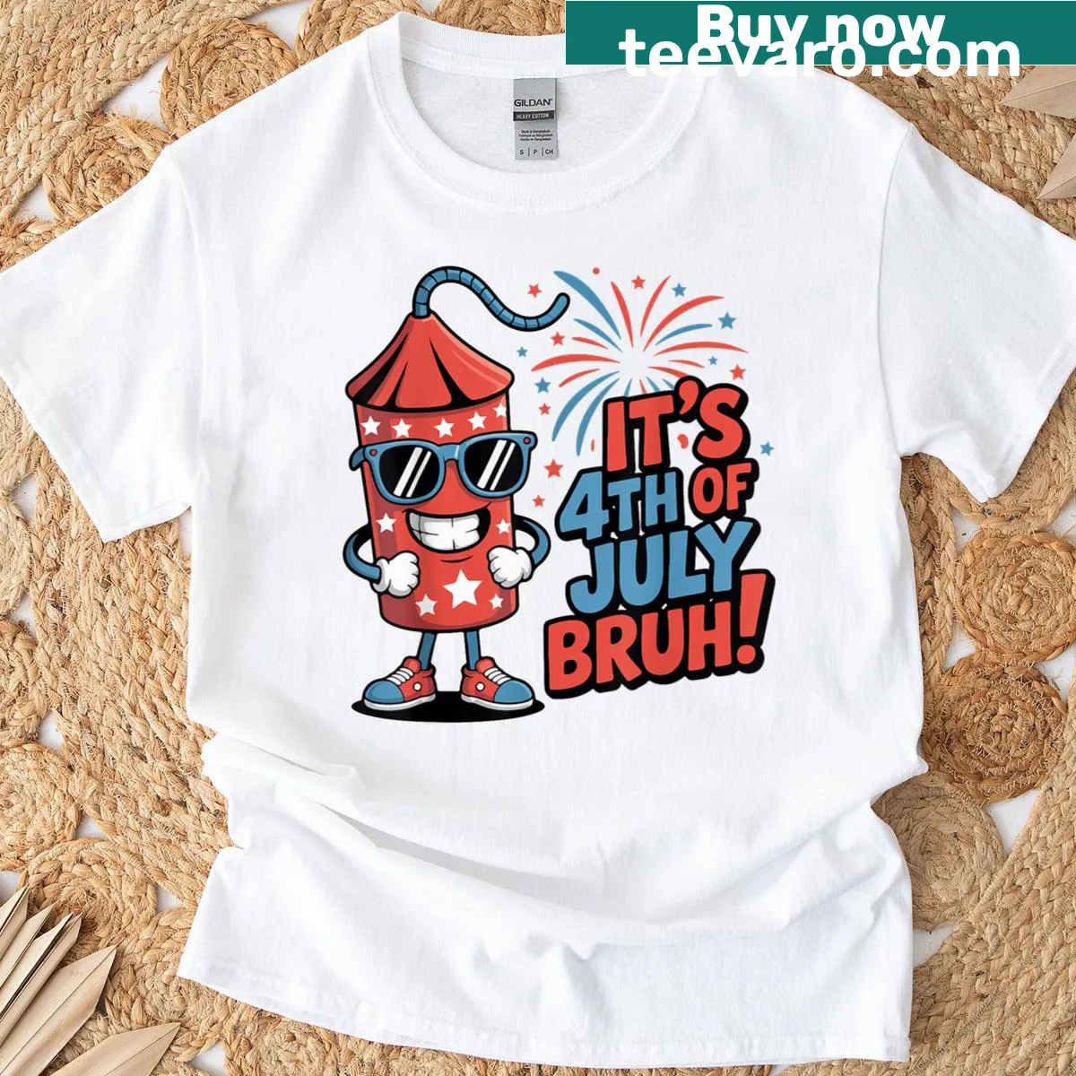 Funny kids T-shirt with firecracker design for Fourth of July — on a men's t-shirt