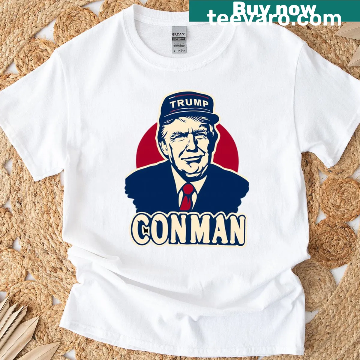 Cheeky text design saying 'Absolute Conman' on a humorous T-shirt — on a men's t-shirt